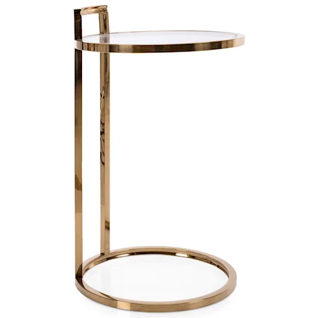 Glam Round Gold Accent Table with Glass Top